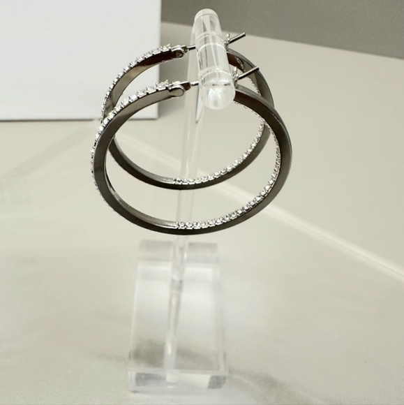 NWT GIVENCHY SILVER HOOPS - Picture 4 of 5